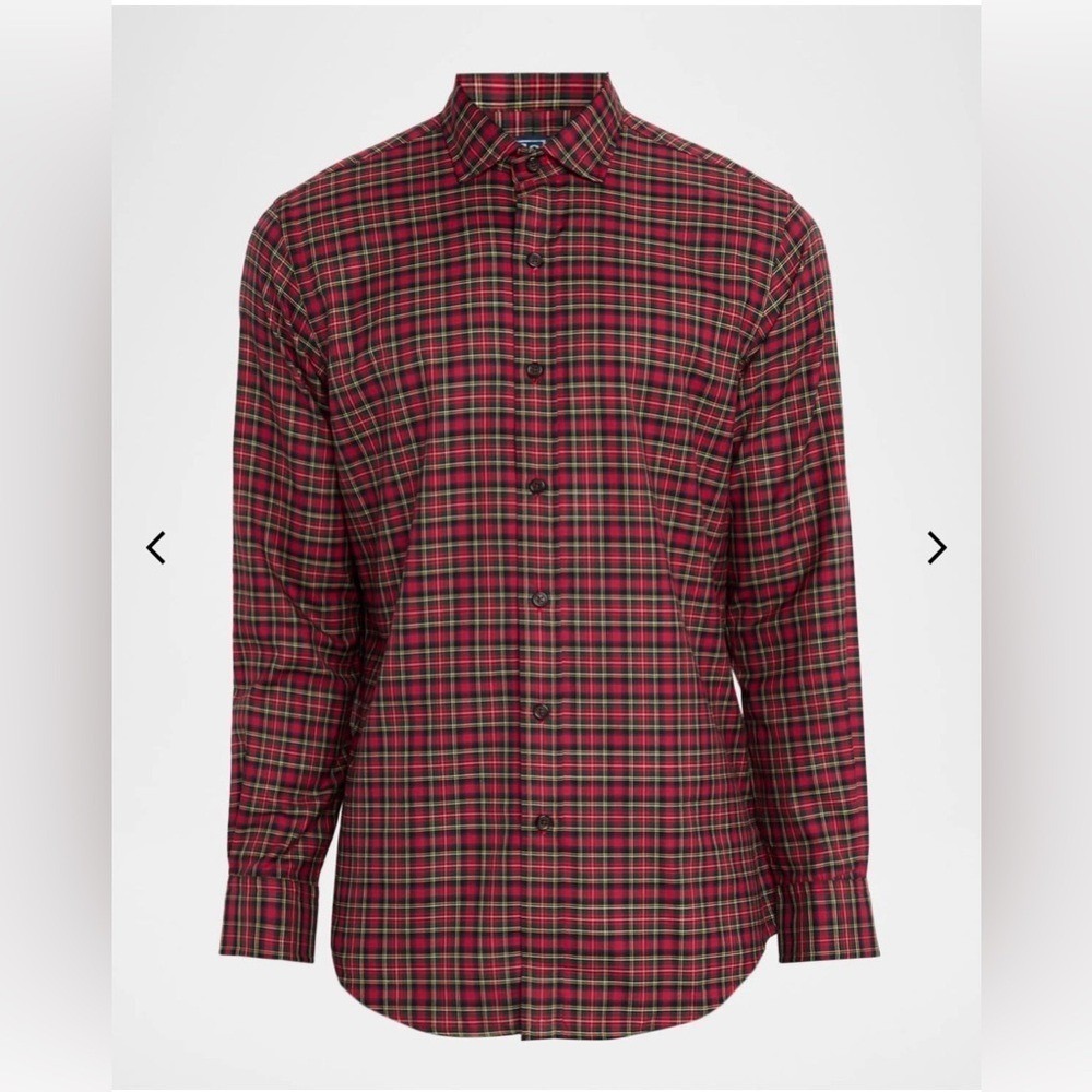 Ralph Lauren Mens XL Custom Fit Red Tartan Plaid Cotton Button Down Shirt